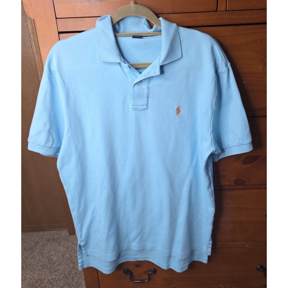 Polo Ralph Lauren Polo Size Medium Blue Orange Pony Classic Collar Preppy